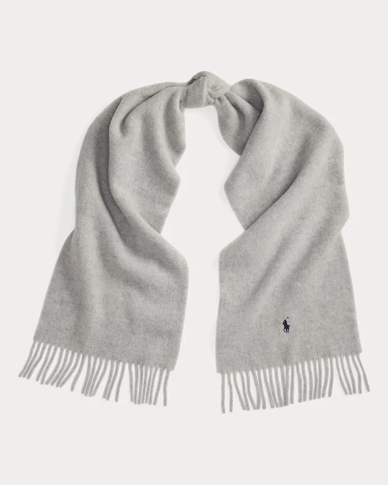 Ralph Lauren Wollschal mit Fransenbesatz Grey