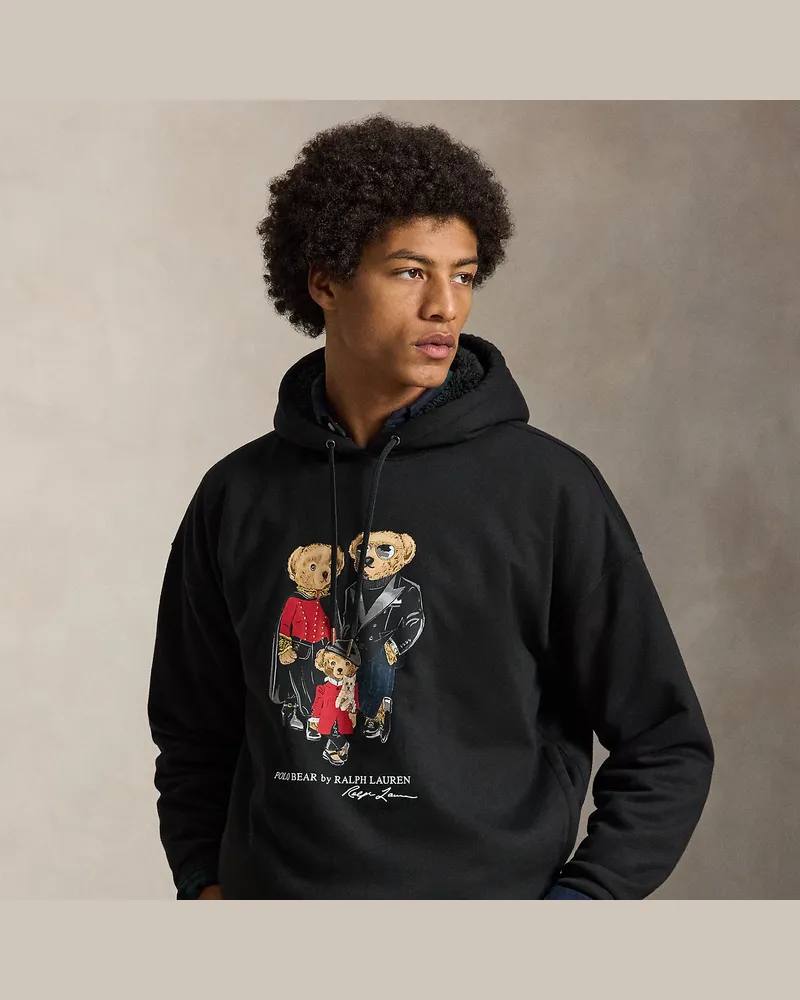 Ralph Lauren Fleece-Kapuzenpullover mit Polo Bears Black