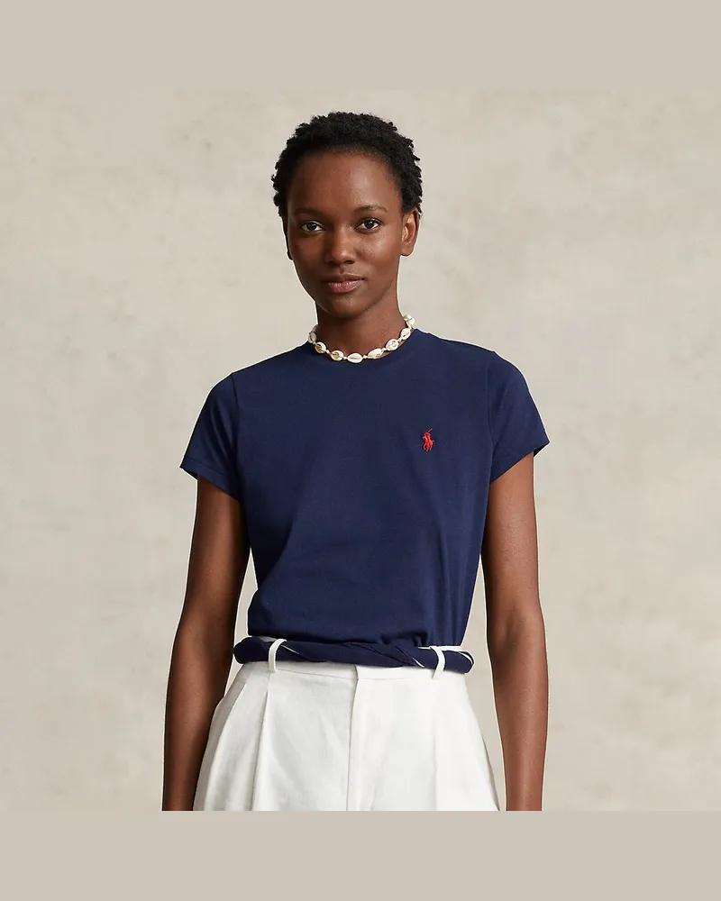Ralph Lauren Rundhals-T-Shirt aus Baumwolljersey Blue