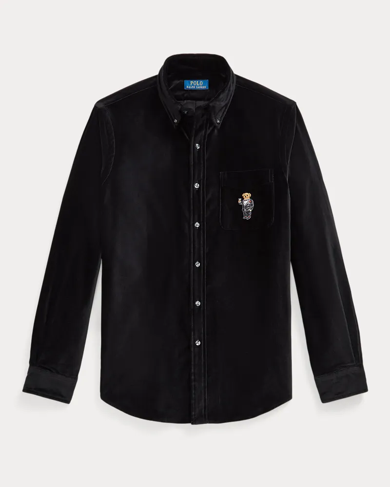 Ralph Lauren Classic-Fit Samthemd mit Martini Bear Black