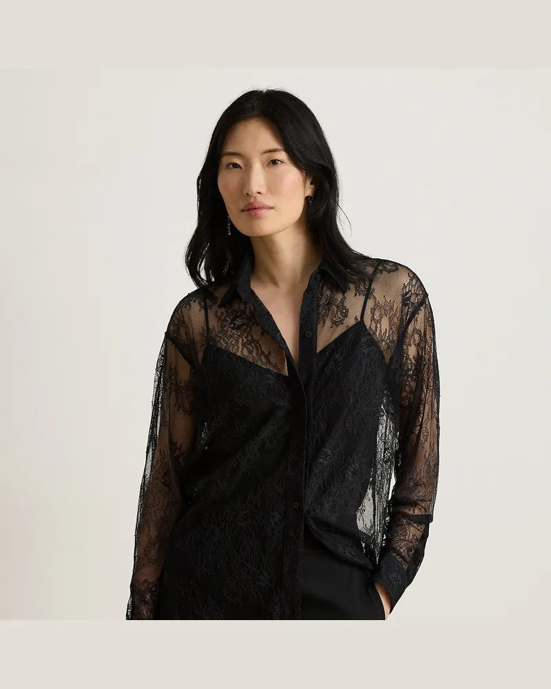 Ralph Lauren Relaxed-Fit Bluse aus Blumenspitze Black