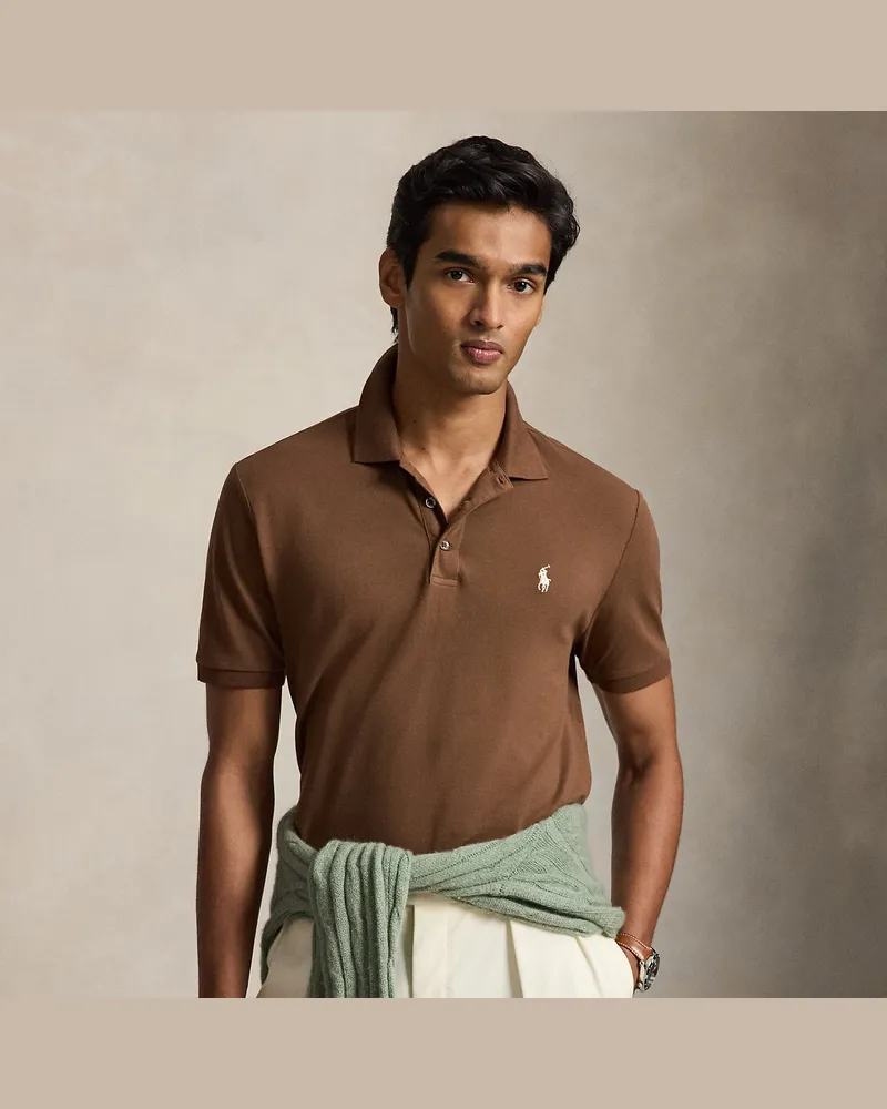 Ralph Lauren Custom-Slim-Fit Piqué-Poloshirt Brown