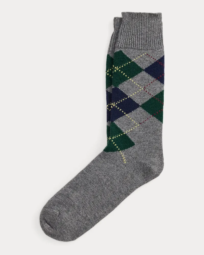 Ralph Lauren Argyle-Crew-Socken aus Wollmischung Grey