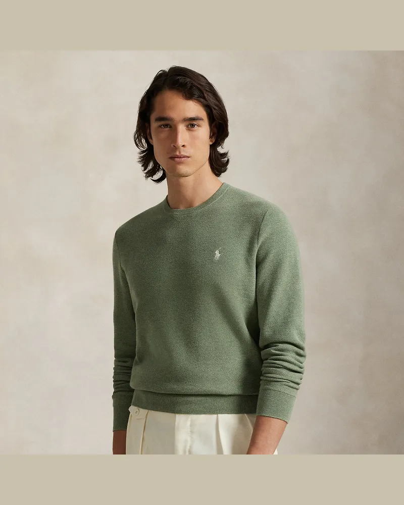 Ralph Lauren Rundhalspullover aus Baumwollpiqué Green