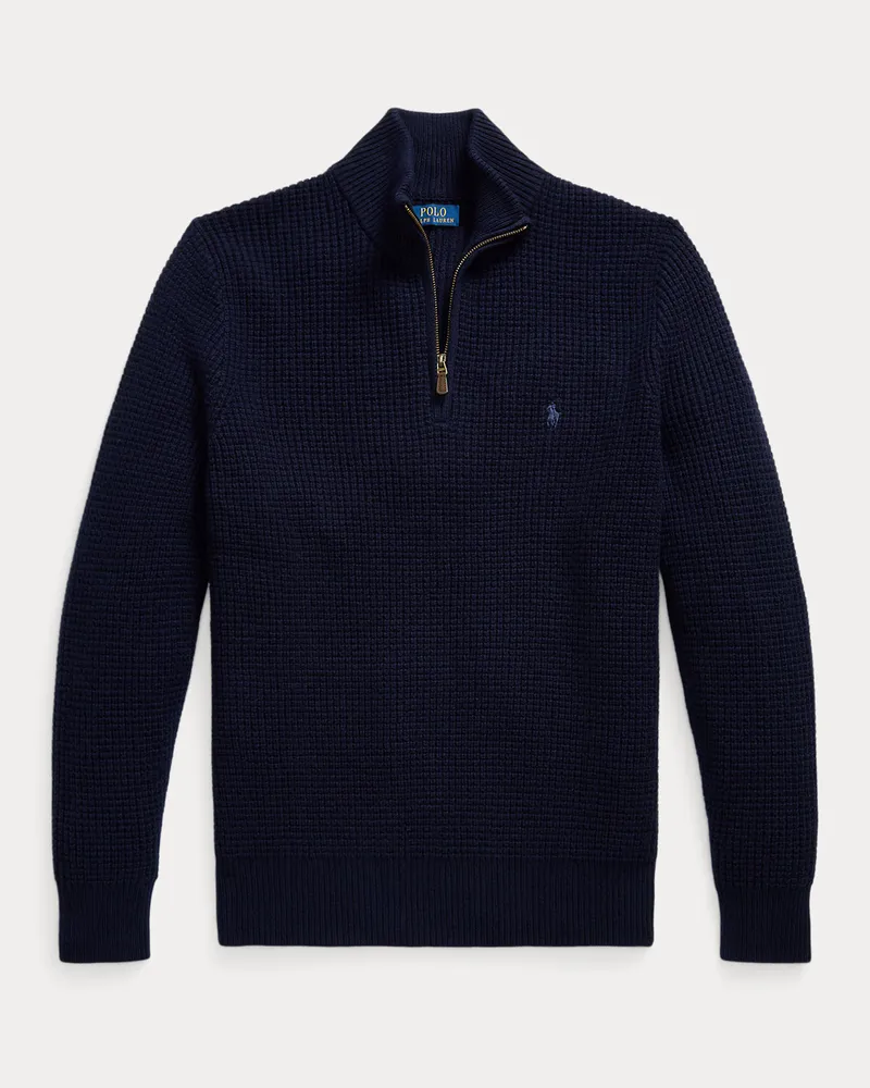 Ralph Lauren Große Größen - Woll-Baumwollpullover aus Waffelpiqué Blue