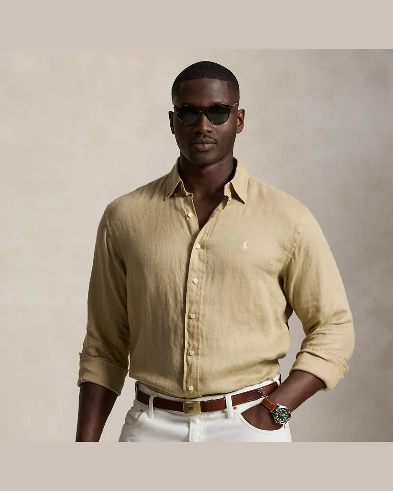 Ralph Lauren Große Größen - Leinenhemd Tan