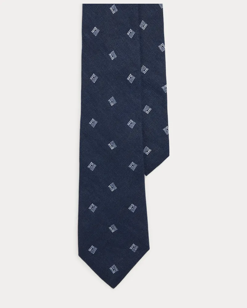 Ralph Lauren Leinenkrawatte mit geometrischem Muster Blue