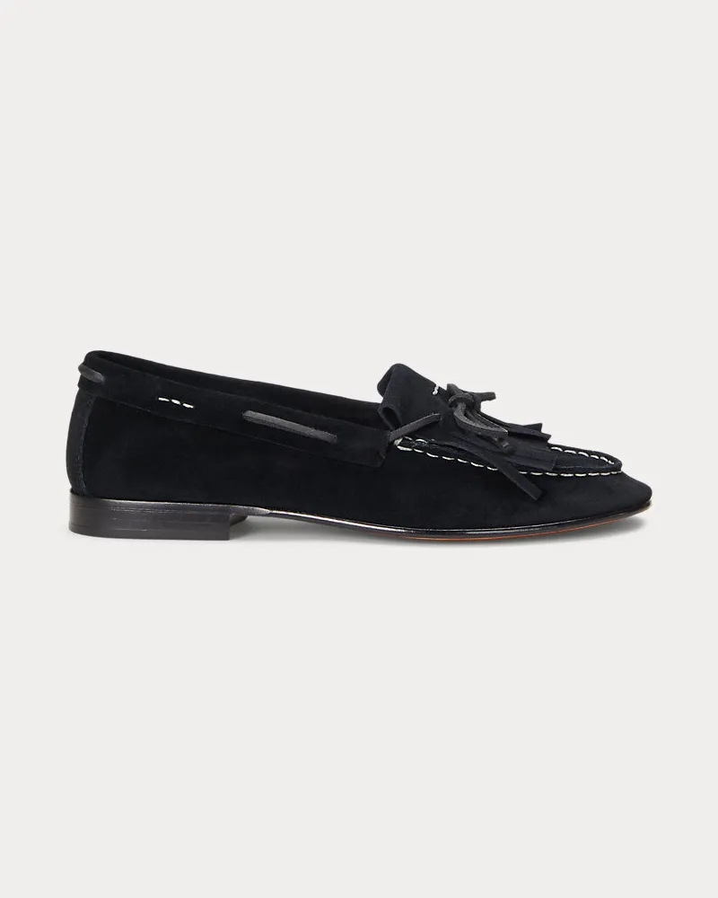 Ralph Lauren Wildleder-Loafer mit Fransenbesatz Black