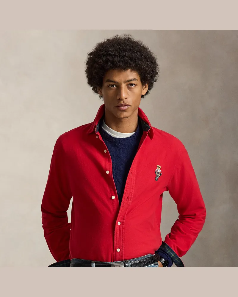 Ralph Lauren Custom-Fit Oxfordhemd mit Polo Bear Red