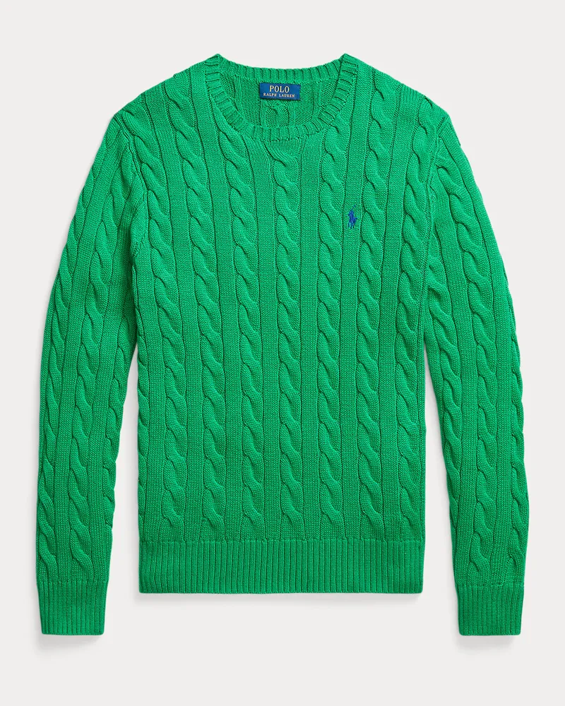 Ralph Lauren Baumwollpullover mit Zopfmuster Green