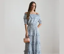 Schulterfreies Kleid mit Blumenmustern
