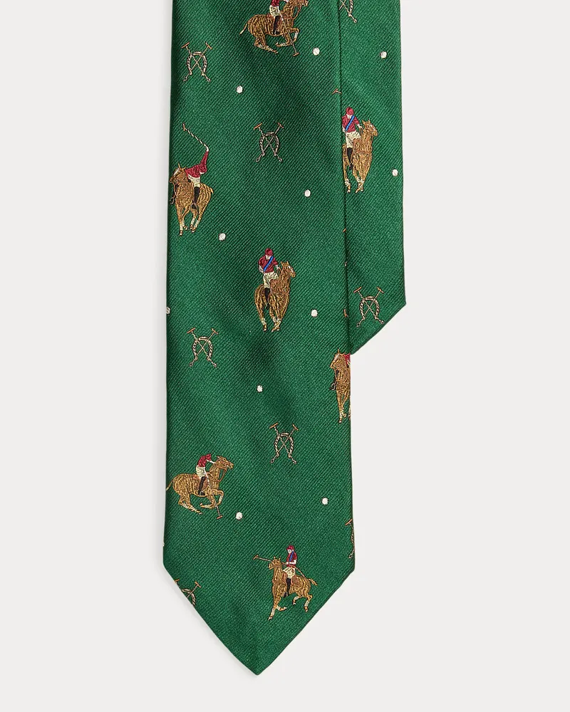 Ralph Lauren Seidenkrawatte mit Reitsportmotiven Green