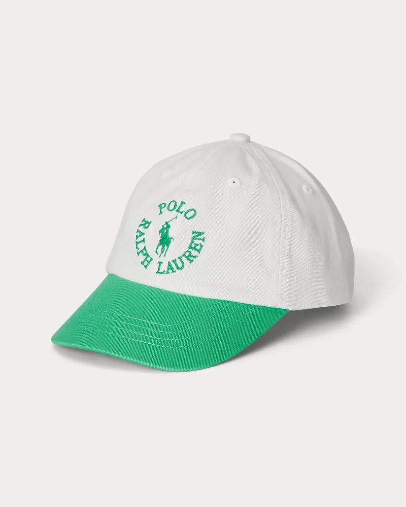 Ralph Lauren Logo-Baseballkappe aus Baumwolltwill White