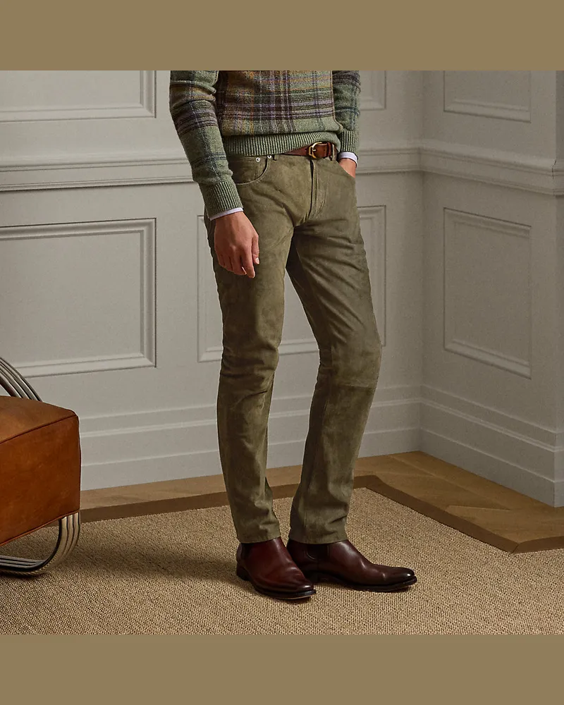 Ralph Lauren Handgeschneiderte Hose aus Wildleder Green