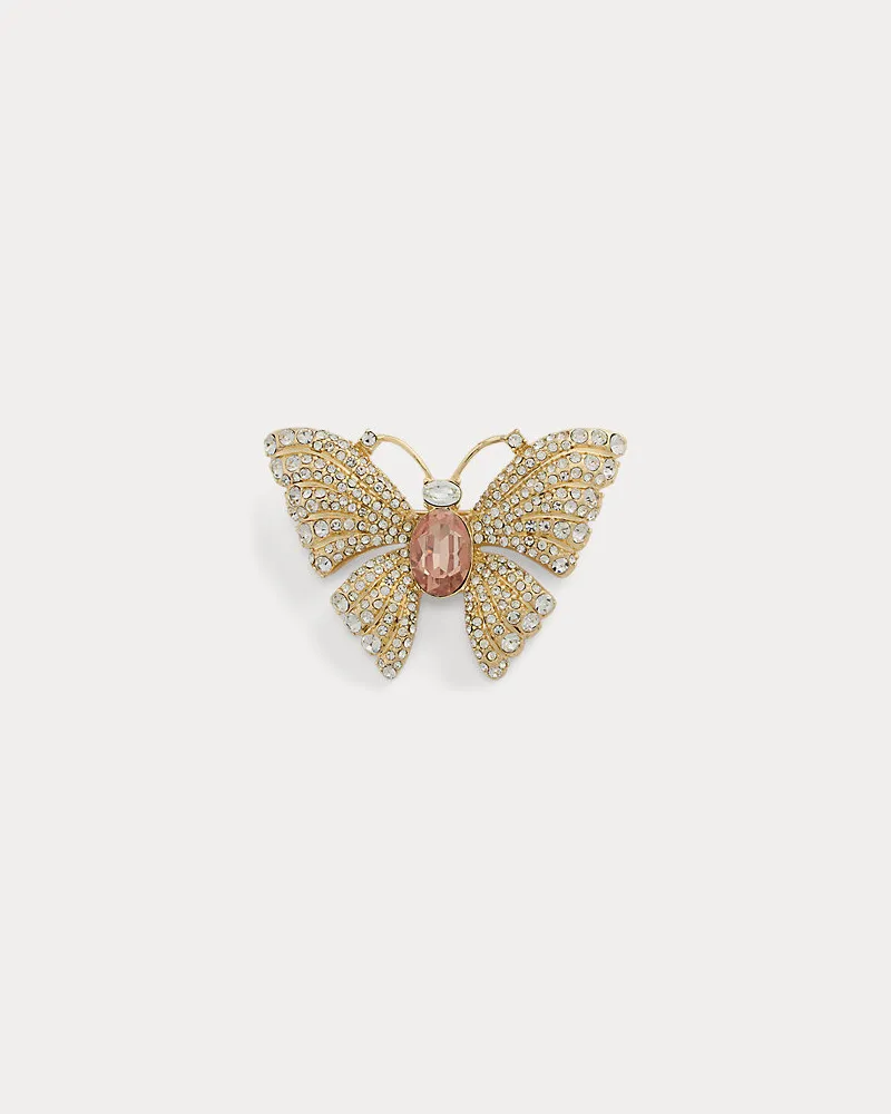 Ralph Lauren Vergoldeter Schmetterlingsanstecker Multi