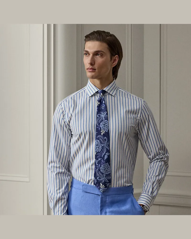 Ralph Lauren Gestreiftes Leinenhemd Blue