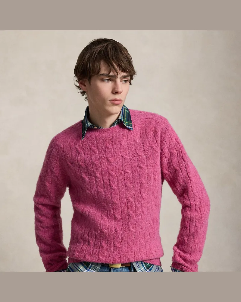 Ralph Lauren Wollpullover mit Zopfmuster Pink