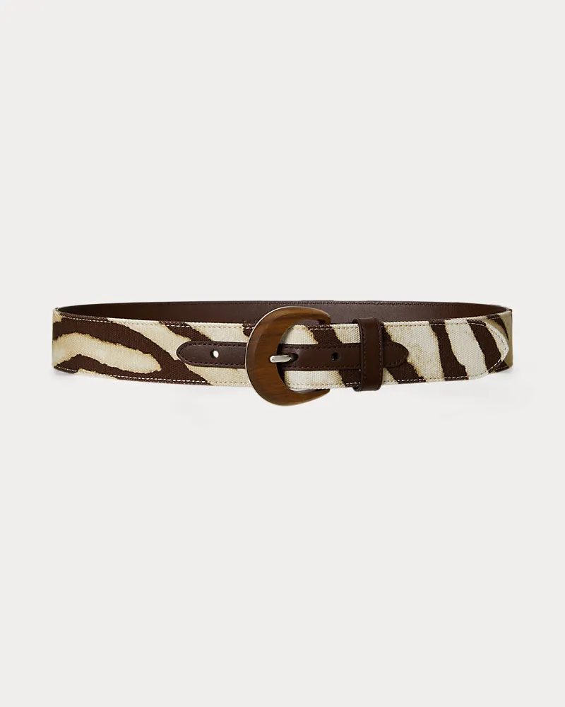 Ralph Lauren Breiter Gürtel mit Zebramuster Brown