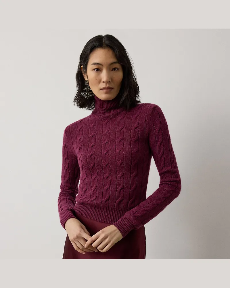 Ralph Lauren Rollkragenpullover mit Zopfmuster Red