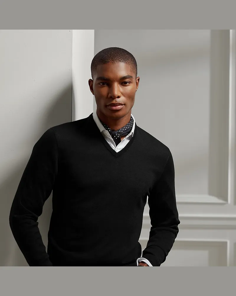 Ralph Lauren Kaschmirpullover mit V-Ausschnitt Black