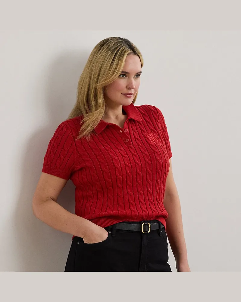 Ralph Lauren Plus Größen - Polo-Pullover mit Zopfmuster Red