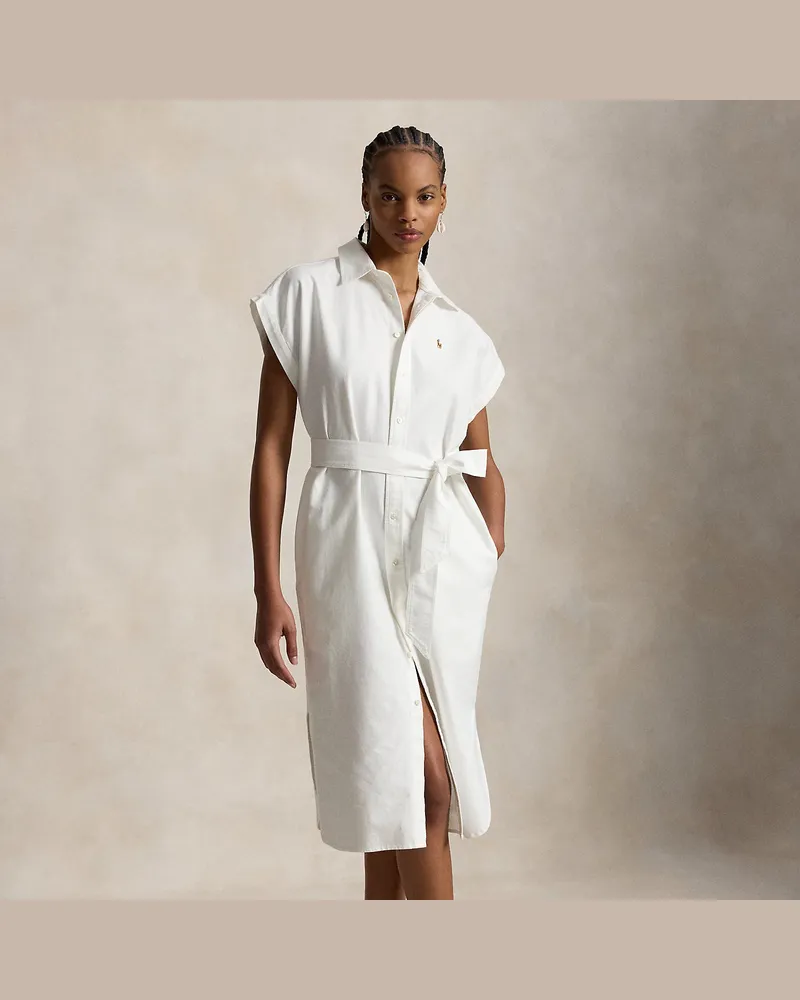 Ralph Lauren Baumwolloxford-Hemdkleid mit Gürtel White
