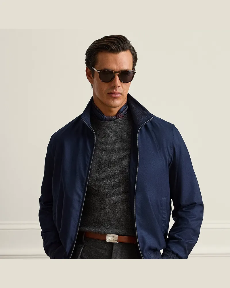 Ralph Lauren Kaschmir-Seiden-Fliegerjacke Felton Blue