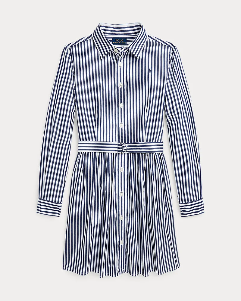 Ralph Lauren Gestreiftes Hemdkleid mit Gürtel Blue