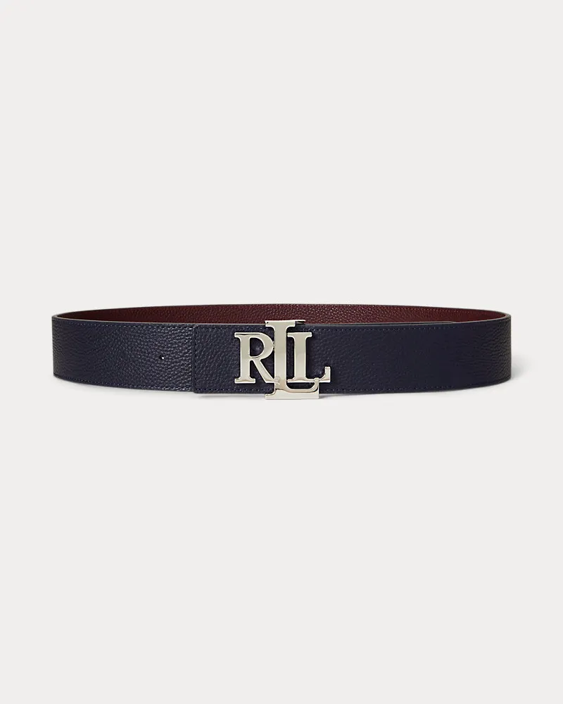Ralph Lauren Breiter Wendegürtel aus Narbenleder Blue