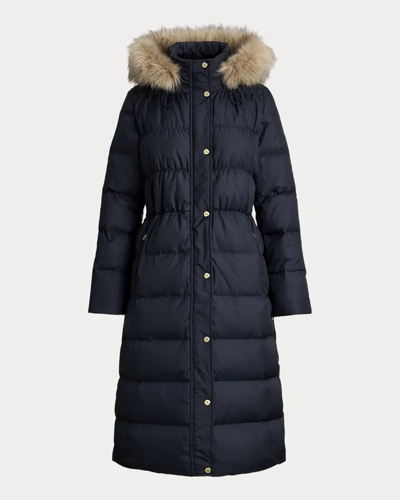 Ralph Lauren Daunenmantel mit Kapuze und Kunstpelz Blue