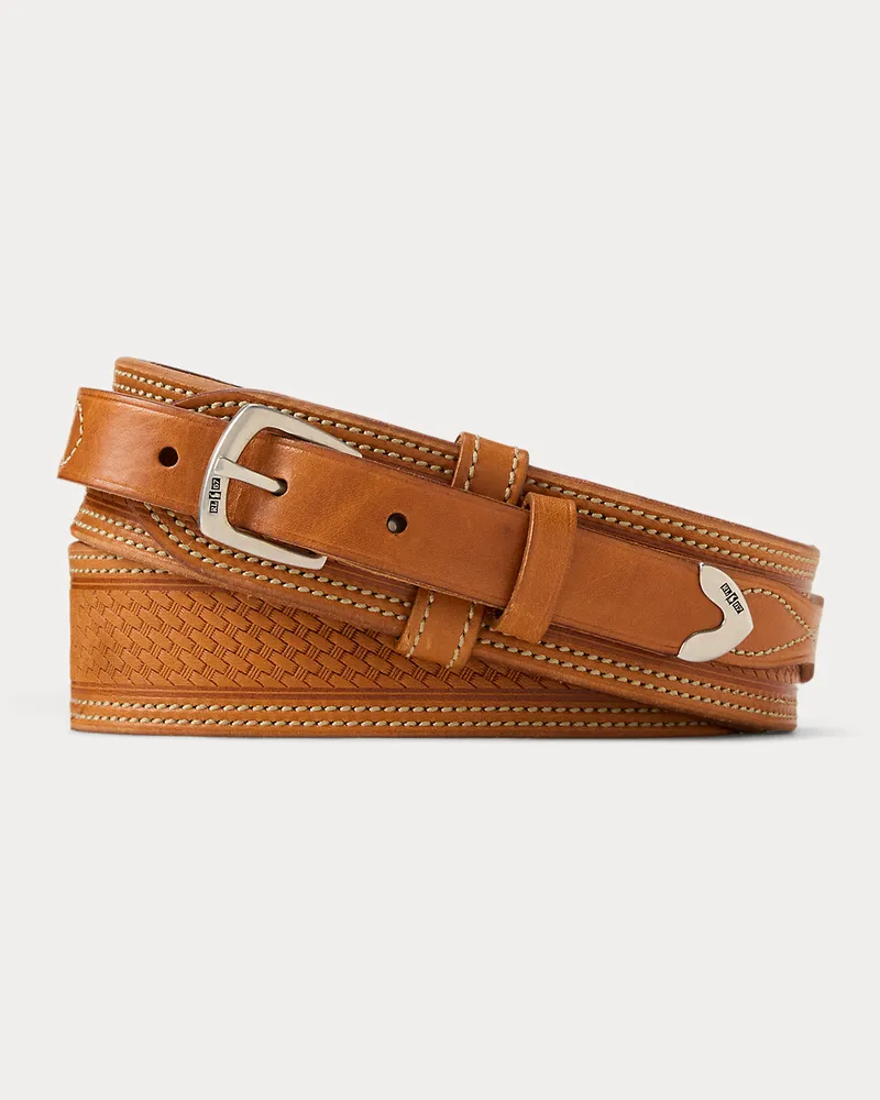 Ralph Lauren Western-Ledergürtel mit Ziernähten Brown