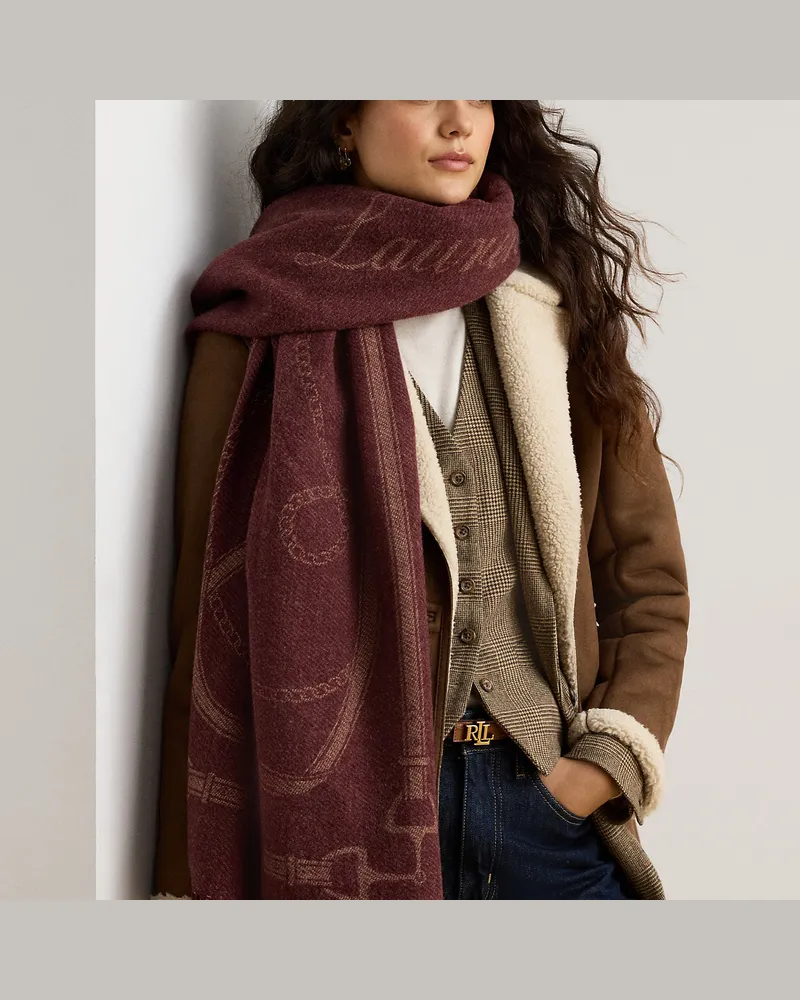Ralph Lauren Schal mit Fransenbesatz und Gürtelmotiv Red