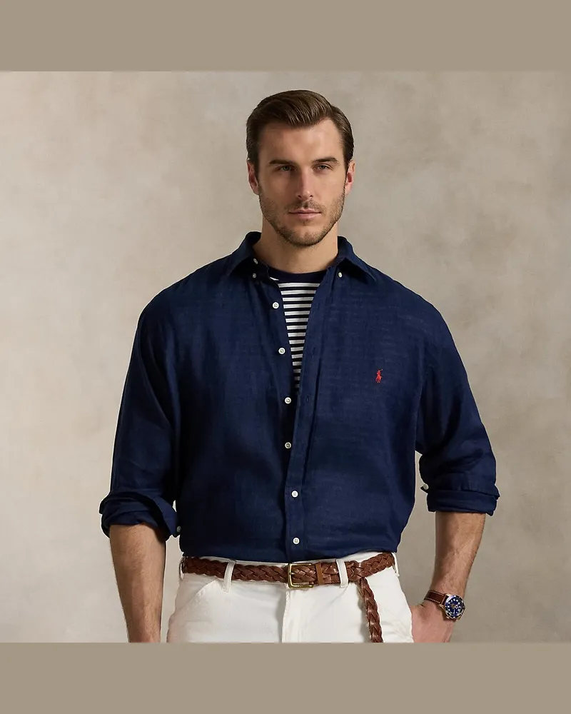 Ralph Lauren Große Größen - Leinenhemd Blue