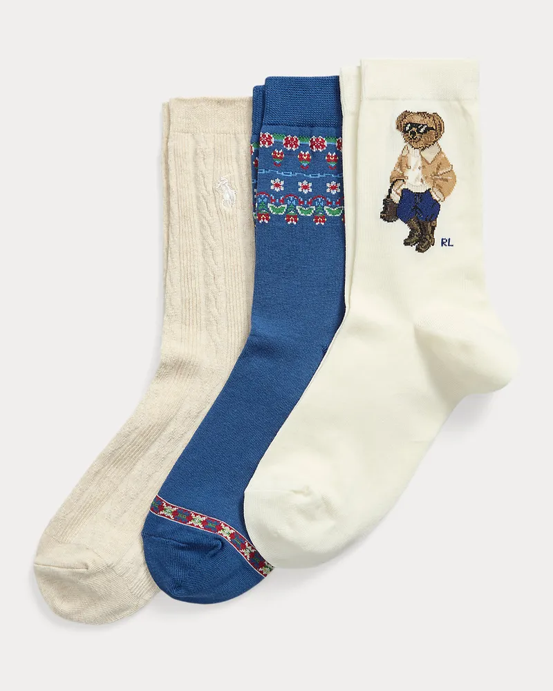 Ralph Lauren 3er-Pack Crew-Socken White