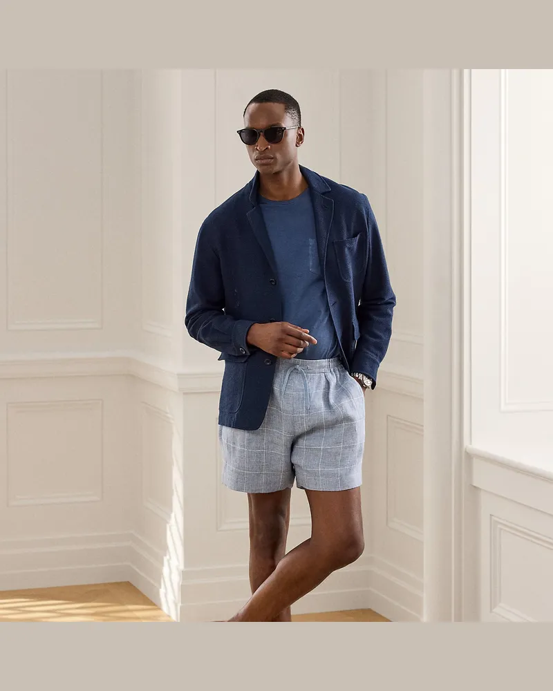 Ralph Lauren Handgeschneiderte Karo-Leinenshorts Blue