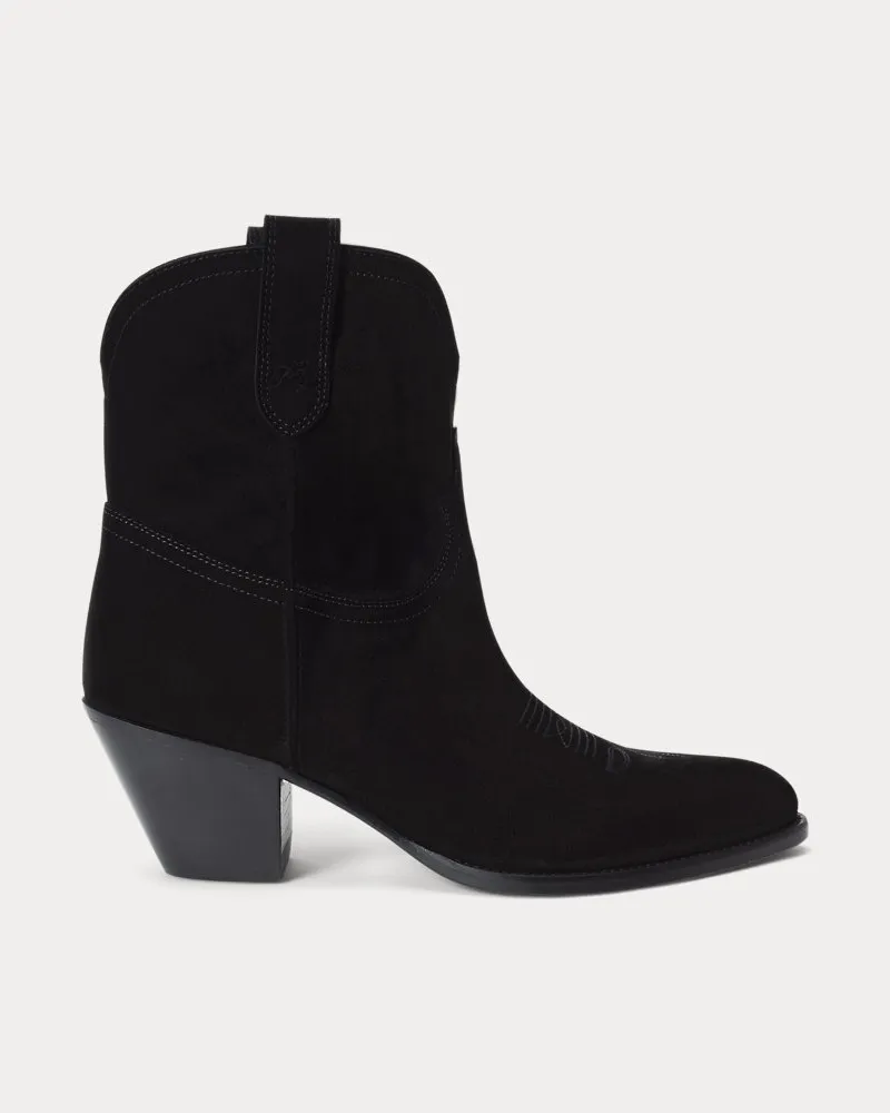 Ralph Lauren Westernstiefel aus Kalbswildleder Black