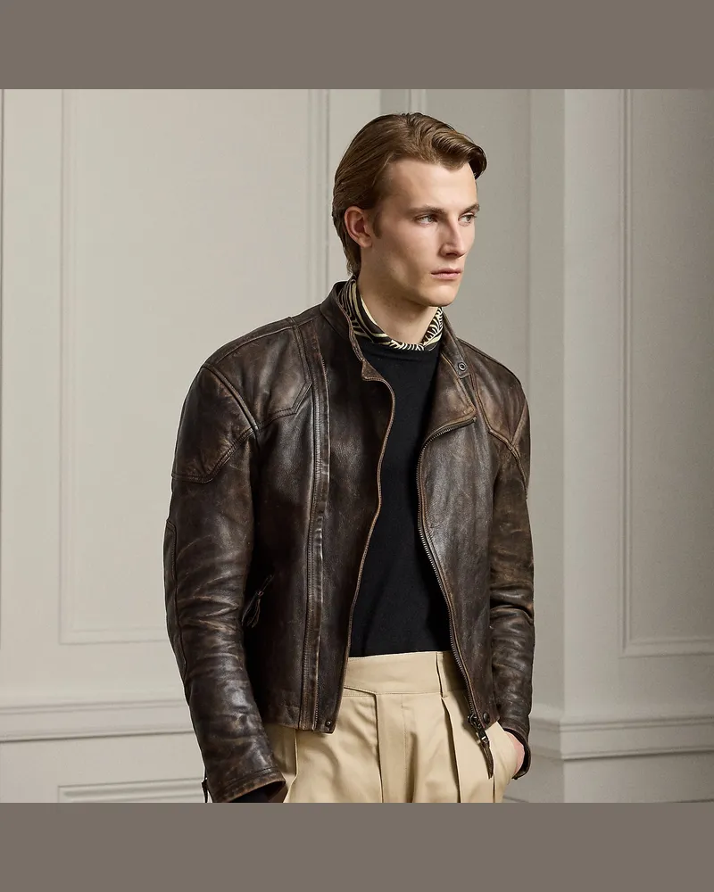 Ralph Lauren Bikerjacke Thruxton aus Leder Brown