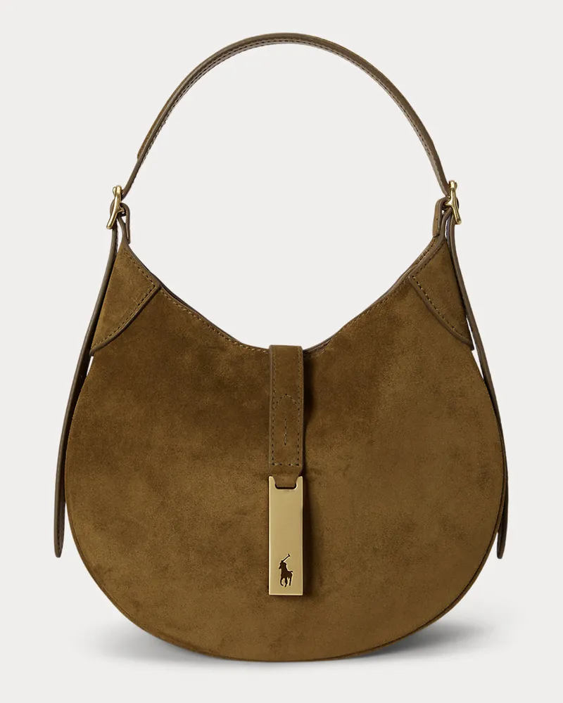 Ralph Lauren Kleine Schultertasche Polo ID aus Wildleder Green