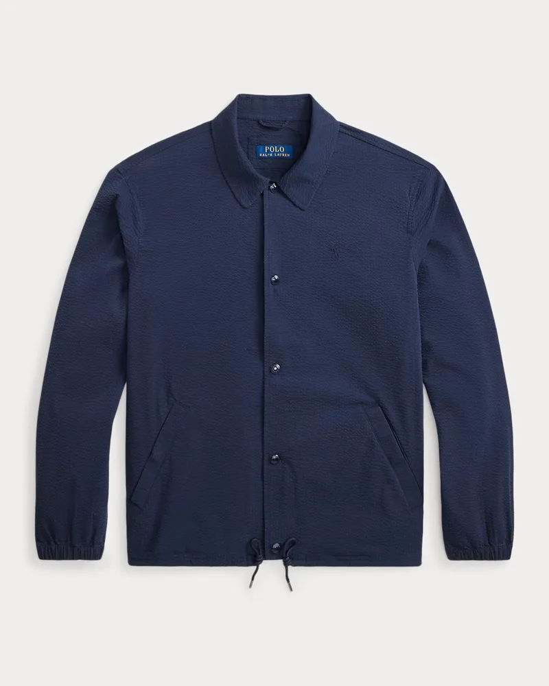 Ralph Lauren Gestreifte Coachjacke aus Seersucker Blue