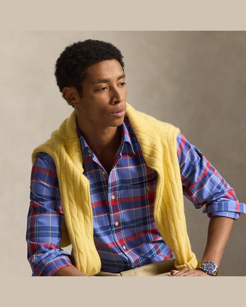 Ralph Lauren Kariertes Custom-Fit Oxfordhemd Blue