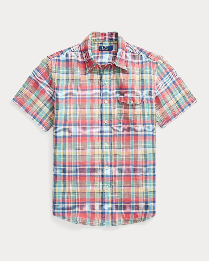 Ralph Lauren Classic-Fit Leinenhemd mit Karomuster Red