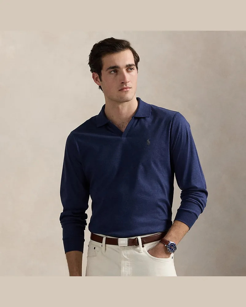Ralph Lauren Custom-Slim-Fit Baumwoll-Poloshirt Blue
