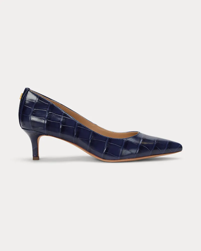 Ralph Lauren Lederpumps Adrienne mit Krokodilprägung Blue