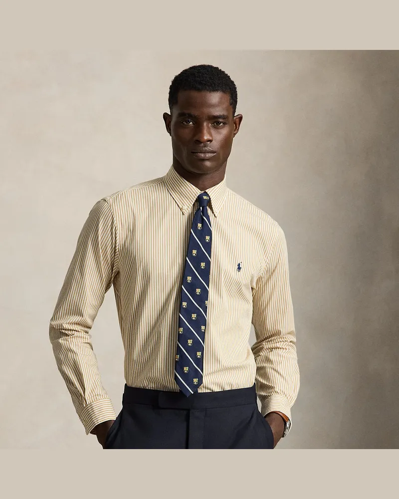 Ralph Lauren Gestreiftes Slim-Fit Hemd aus Popeline Tan