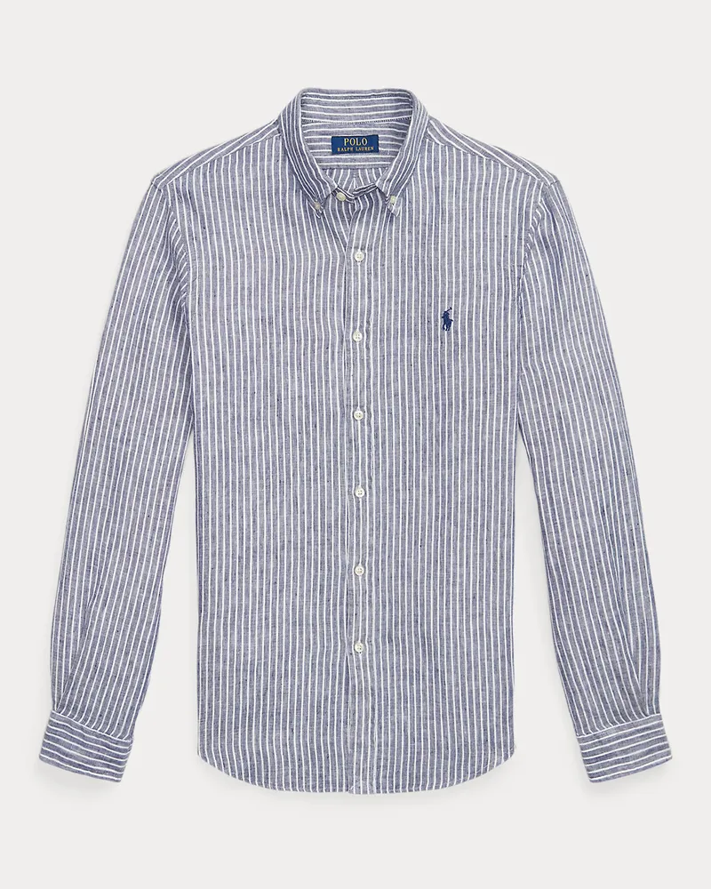 Ralph Lauren Gestreiftes Slim-Fit Leinenhemd Blue