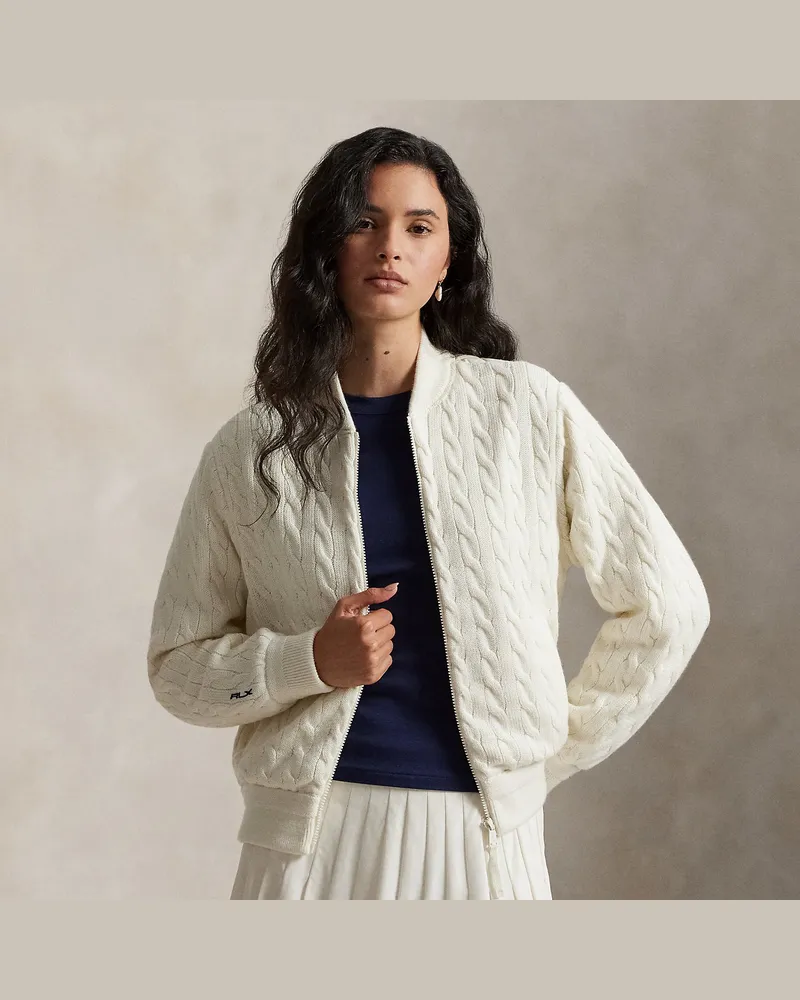Ralph Lauren Hybrid-Bomberjacke mit Zopfmuster Cream