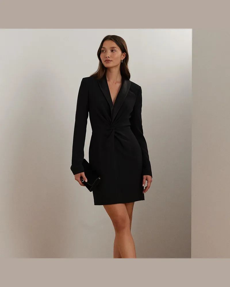 Ralph Lauren Crêpe-Cocktailkleid mit Satinbesatz Black