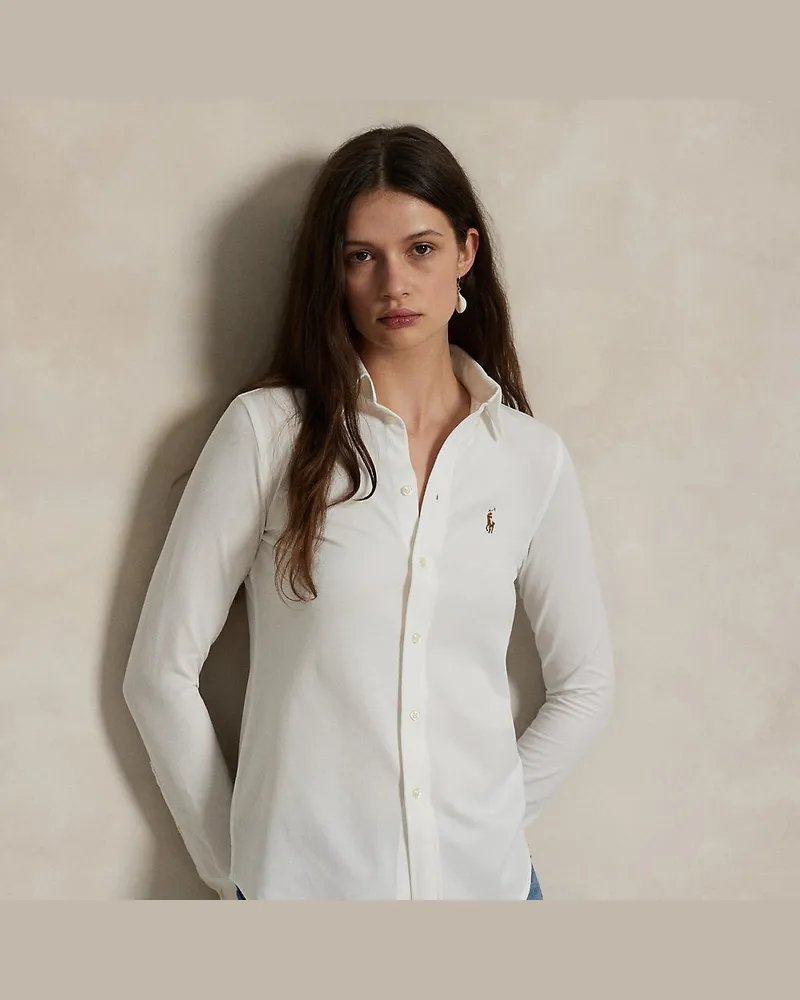 Ralph Lauren Slim-Fit Oxfordhemd aus Baumwollstrick White
