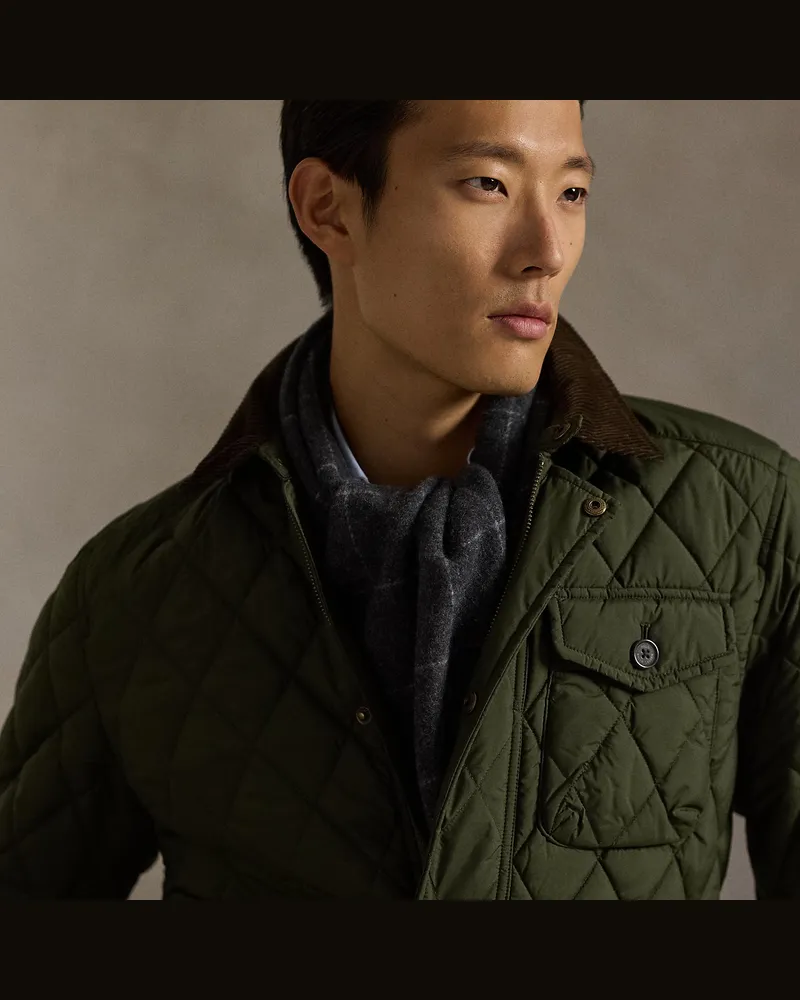 Ralph Lauren Wollschal mit Windowpane-Karo Grey