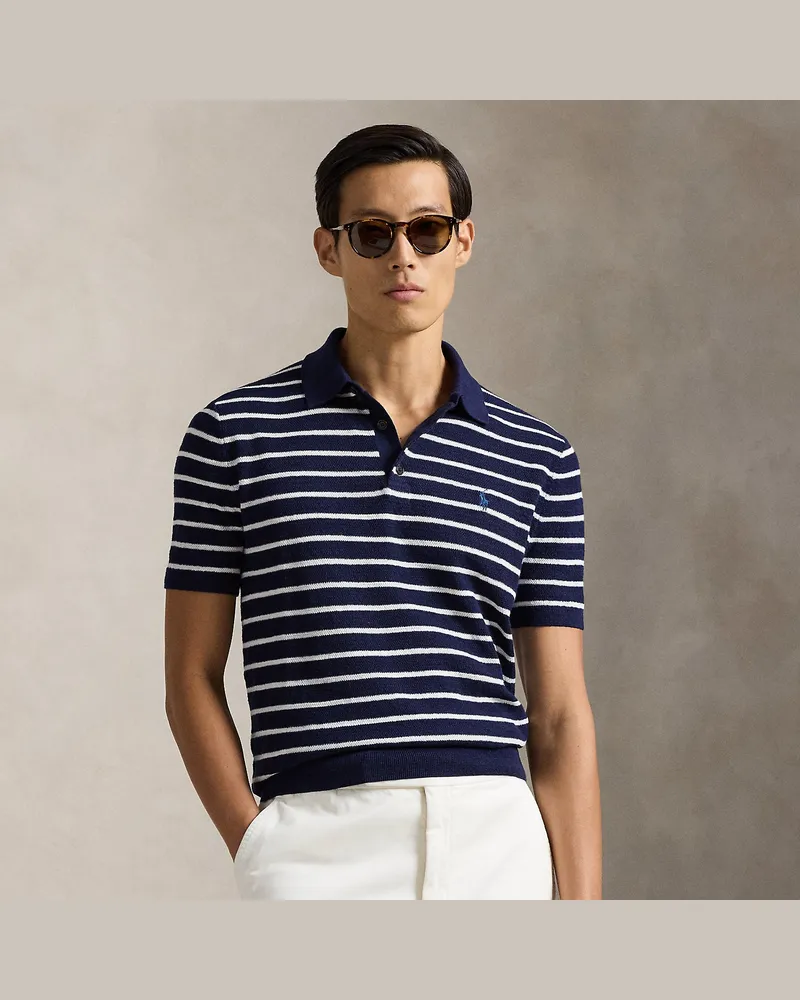 Ralph Lauren Polo-Pullover aus Baumwolle und Leinen Blue